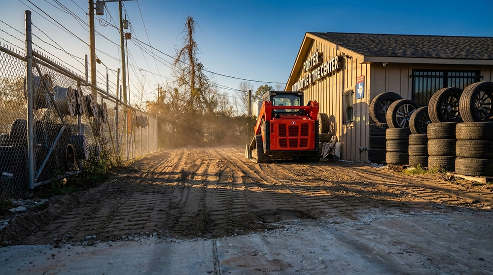 Land clearing and dirt work on a residential property