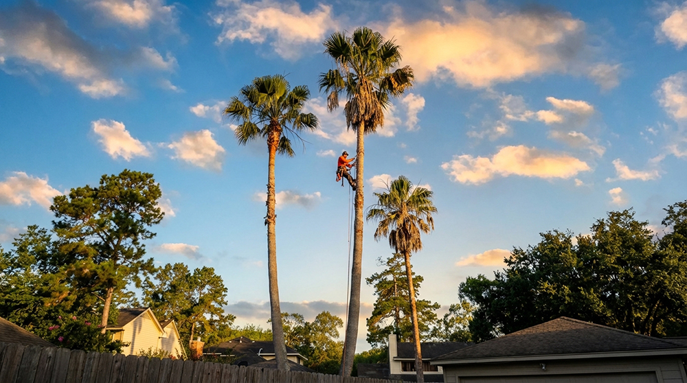 Palm tree removal on a residential property